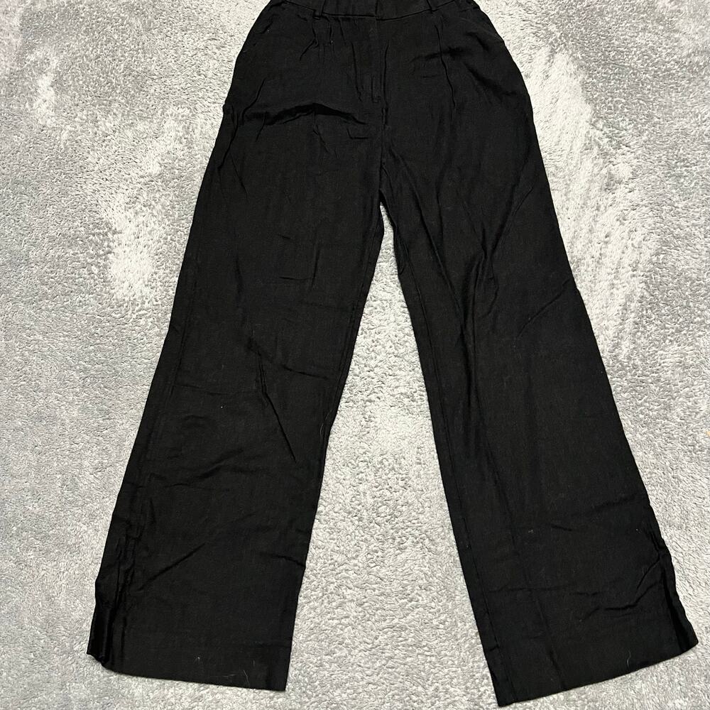 Abercrombie & Fitch Pants Womens Small Linen Wide Leg Black Relaxed Trouser - Picture 1 of 10